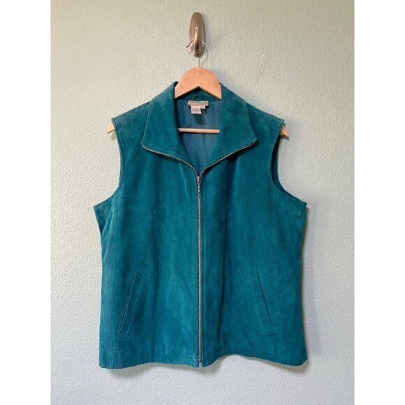 Coldwater Creek Women's‎ Teal Suede Vest Size Large - Picture 1 of 8